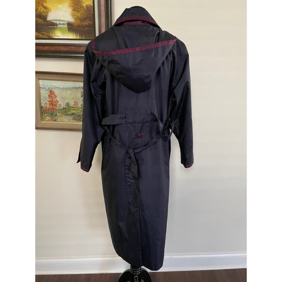 Vtg. TOTES Raincoat Windbreaker SZ 10P Navy with Maroon Contrast - Picture 7 of 8